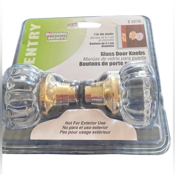 Defender Security Entry Set Of 2 Interior Retro Glass 2” Fluted Door Knobs NIP - Picture 2 of 3